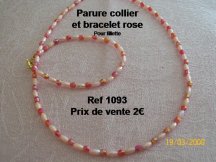 parure collier et bracelet double rose