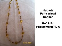 sautoir perle de cristal cognac