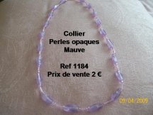 collier perles opaques mauves