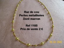 raz de cou perles métalisées dorées et marron