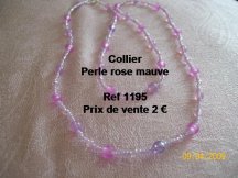 collier perles rose mauve