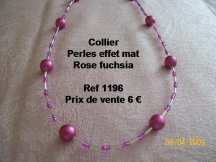 collier perle effet mat rose fuchsia