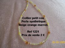 collier petit cou beige orange marron en perle synthétique