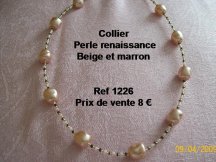 collier perle renaissance beige et marron