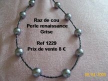 collier raz de cou perle renaissance grise