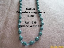 collier perles magiques bleues