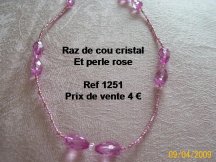 raz de cou cristal et perle rose