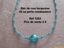 raz de cou turquoise et sa perle renaissance