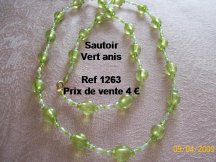 sautoir vert anis et grain de riz irisé