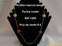 collier marron beige perle rondes