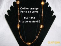collier en perle de verre orange