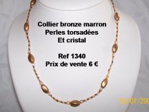 collier bronze marron et ses perles torsadées et cristal